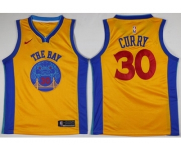 Nike Golden State Warriors #30 Stephen Curry Gold NBA Swingman City Edition Jersey