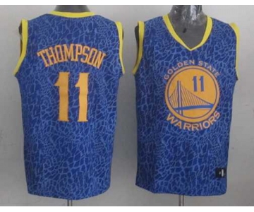 nba golden state warriors #11 thompson blue leopard print[2014 new]