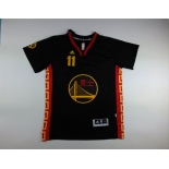 nba jerseys golden state warriors #11 thompson black[2015 armorslays]