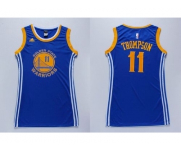 NBA Women Warriors #11 Klay Thompson Blue Dress Stitched Jerseys