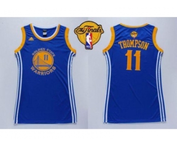 NBA Women Warriors #11 Klay Thompson Blue The Finals Patch Dress Stitched Jerseys