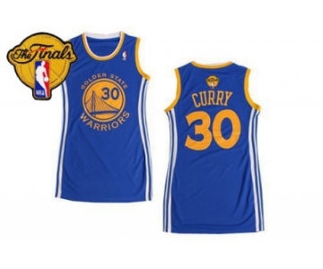 NBA Women Warriors #30 Stephen Curry Blue The Finals Patch Dress Stitched Jerseys