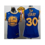 NBA Women Warriors #30 Stephen Curry Blue The Finals Patch Road Stitched Jerseys