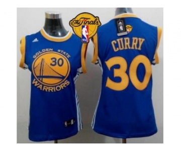 NBA Women Warriors #30 Stephen Curry Blue The Finals Patch Road Stitched Jerseys