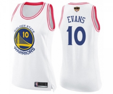 Women Golden State Warriors #10 Jacob Evans Swingman White Pink Fashion Basketball 2019 Basketball Finals Bound Jersey