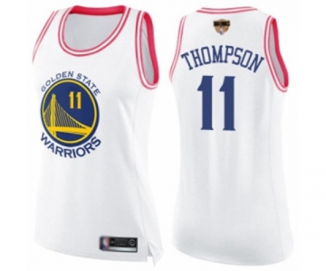 Women Golden State Warriors #11 Klay Thompson Swingman White Pink Fashion 2019 Basketball Finals Bound Basketball Jersey