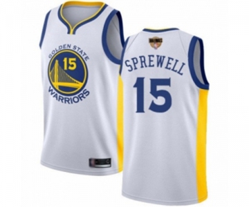 Women Golden State Warriors #15 Latrell Sprewell Authentic White 2019 Basketball Finals Bound Basketball Jersey - Association Edition