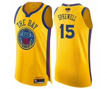 Women Golden State Warriors #15 Latrell Sprewell Swingman Gold 2019 Basketball Finals Bound Basketball Jersey - City Edition