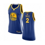 Women Golden State Warriors #2 Jordan Bell Authentic Royal Blue 2019 Basketball Finals Bound Basketball Jersey - Icon Edition