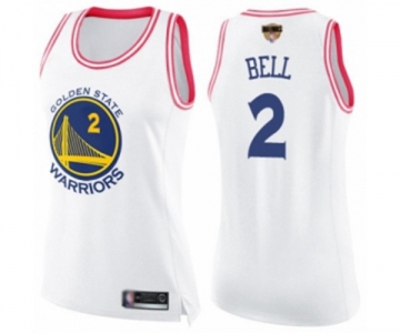 Women Golden State Warriors #2 Jordan Bell Swingman White Pink Fashion 2019 Basketball Finals Bound Basketball Jersey