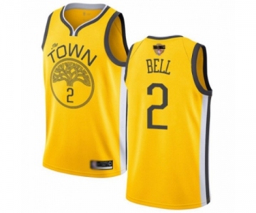 Women Golden State Warriors #2 Jordan Bell Yellow Swingman 2019 Basketball Finals Bound Jersey - Earned Edition