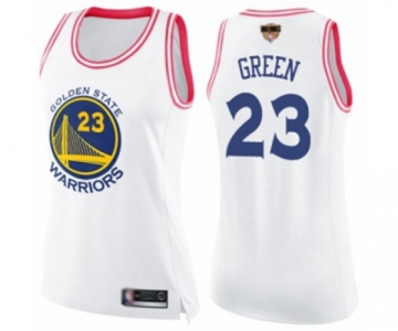 Women Golden State Warriors #23 Draymond Green Swingman White Pink Fashion 2019 Basketball Finals Bound Basketball Jersey