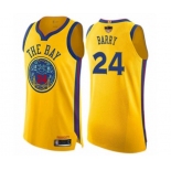 Women Golden State Warriors #24 Rick Barry Swingman Gold 2019 Basketball Finals Bound Basketball Jersey - City Edition