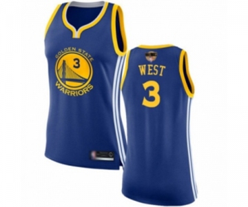 Women Golden State Warriors #3 David West Authentic Royal Blue 2019 Basketball Finals Bound Basketball Jersey - Icon Edition