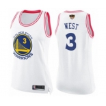 Women Golden State Warriors #3 David West Swingman White Pink Fashion 2019 Basketball Finals Bound Basketball Jersey