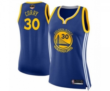 Women Golden State Warriors #30 Stephen Curry Authentic Royal Blue 2019 Basketball Finals Bound Basketball Jersey - Icon Edition