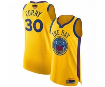 Women Golden State Warriors #30 Stephen Curry Swingman Gold 2019 Basketball Finals Bound Basketball Jersey - City Edition