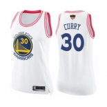 Women Golden State Warriors #30 Stephen Curry Swingman White Pink Fashion 2019 Basketball Finals Bound Basketball Jersey