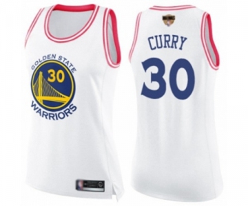 Women Golden State Warriors #30 Stephen Curry Swingman White Pink Fashion 2019 Basketball Finals Bound Basketball Jersey