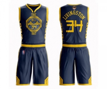 Women Golden State Warriors #34 Shaun Livingston Swingman Navy Blue Basketball Suit 2019 Basketball Finals Bound Jersey - City Edition