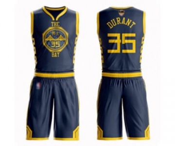 Women Golden State Warriors #35 Kevin Durant Swingman Navy Blue Basketball Suit 2019 Basketball Finals Bound Jersey - City Edition