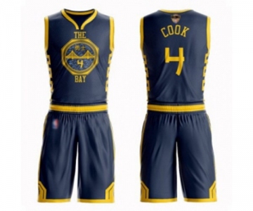 Women Golden State Warriors #4 Quinn Cook Swingman Navy Blue Basketball Suit 2019 Basketball Finals Bound Jersey - City Edition