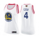 Women Golden State Warriors #4 Quinn Cook Swingman White Pink Fashion Basketball 2019 Basketball Finals Bound Jersey