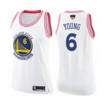 Women Golden State Warriors #6 Nick Young Swingman White Pink Fashion 2019 Basketball Finals Bound Basketball Jersey