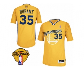 Women's Adidas Golden State Warriors #35 Kevin Durant Authentic Gold Alternate 2017 The Finals Patch NBA Jersey