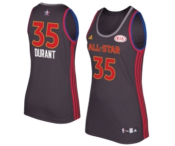 Women's Adidas Golden State Warriors #35 Kevin Durant Swingman Charcoal 2017 All Star NBA Jersey