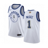 Women's Nike Golden State Warriors #1 JaVale McGee Authentic White Hardwood Classics 2018 NBA Finals Bound NBA Jersey