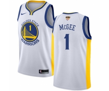 Women's Nike Golden State Warriors #1 JaVale McGee Authentic White Home 2018 NBA Finals Bound NBA Jersey - Association Edition