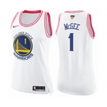 Women's Nike Golden State Warriors #1 JaVale McGee Swingman WhitePink Fashion 2018 NBA Finals Bound NBA Jersey