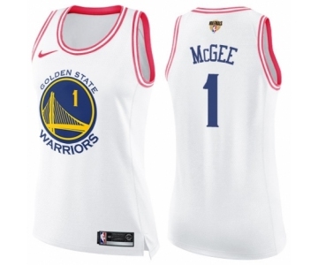 Women's Nike Golden State Warriors #1 JaVale McGee Swingman WhitePink Fashion 2018 NBA Finals Bound NBA Jersey