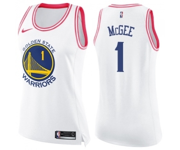 Women's Nike Golden State Warriors #1 JaVale McGee Swingman WhitePink Fashion NBA Jersey