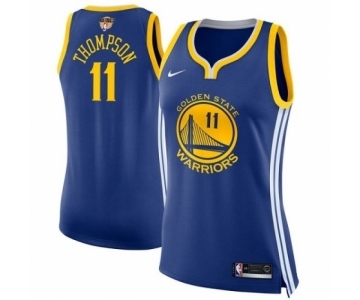 Women's Nike Golden State Warriors #11 Klay Thompson Authentic Royal Blue Road 2018 NBA Finals Bound NBA Jersey - Icon Edition