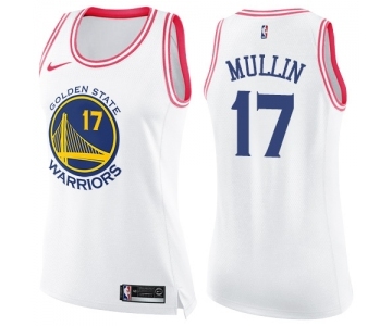 Women's Nike Golden State Warriors #17 Chris Mullin Swingman WhitePink Fashion NBA Jersey