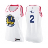 Women's Nike Golden State Warriors #2 Jordan Bell Swingman WhitePink Fashion NBA Jersey