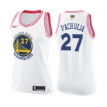 Women's Nike Golden State Warriors #27 Zaza Pachulia Swingman WhitePink Fashion 2018 NBA Finals Bound NBA Jersey