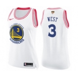 Women's Nike Golden State Warriors #3 David West Swingman WhitePink Fashion 2018 NBA Finals Bound NBA Jersey