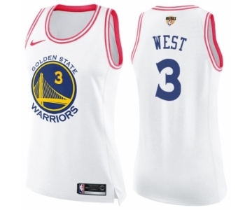 Women's Nike Golden State Warriors #3 David West Swingman WhitePink Fashion 2018 NBA Finals Bound NBA Jersey