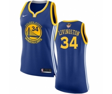 Women's Nike Golden State Warriors #34 Shaun Livingston Authentic Royal Blue Road 2018 NBA Finals Bound NBA Jersey - Icon Edition