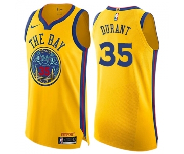 Women's Nike Golden State Warriors #35 Kevin Durant Swingman Gold NBA Jersey - City Edition