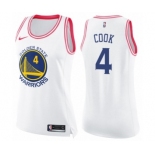 Women's Nike Golden State Warriors #4 Quinn Cook Swingman White Pink Fashion NBA Jersey