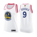 Women's Nike Golden State Warriors #9 Andre Iguodala Swingman WhitePink Fashion 2018 NBA Finals Bound NBA Jersey