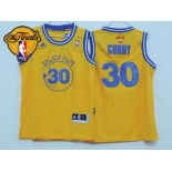 NBA Youth NBA Warriors #30 Stephen Curry Gold Throwback The Finals Patch Stitched Jerseys