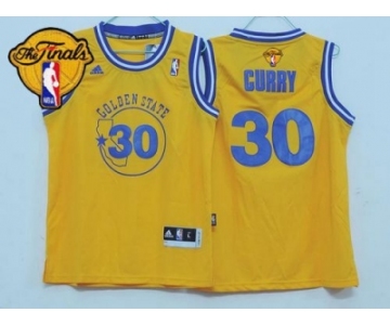 NBA Youth NBA Warriors #30 Stephen Curry Gold Throwback The Finals Patch Stitched Jerseys