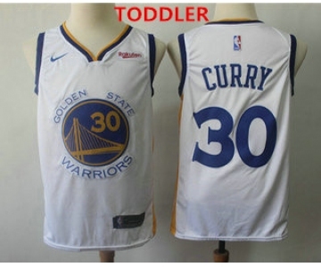 Toddler Golden State Warriors #30 Stephen Curry White Nike Swingman NEW Rakuten Logo Stitched NBA Jersey