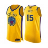 Youth Golden State Warriors #15 Damian Jones Swingman Gold 2019 Basketball Finals Bound Basketball Jersey - City Edition