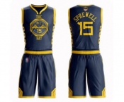 Youth Golden State Warriors #15 Latrell Sprewell Swingman Navy Blue Basketball Suit 2019 Basketball Finals Bound Jersey - City Edition